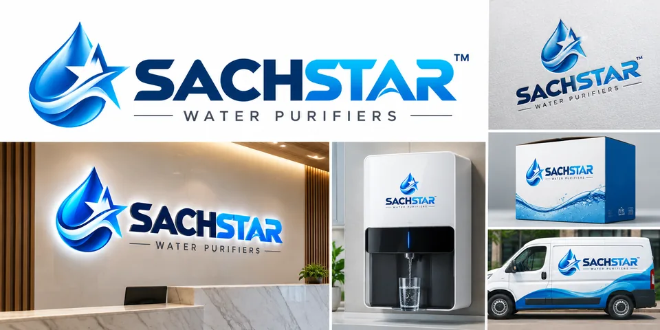 SACHSTAR water purifier branding concepts; products shown are illustrative